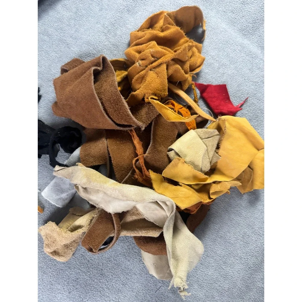Genuine Leather and Suede Scraps Earth Tone Remnants 15.5 OZ